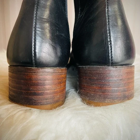 VTG? Distressed PRADA Wmn's Ankle Boots sz 6.5 37 Black Leather pull on Booties - Picture 7 of 11